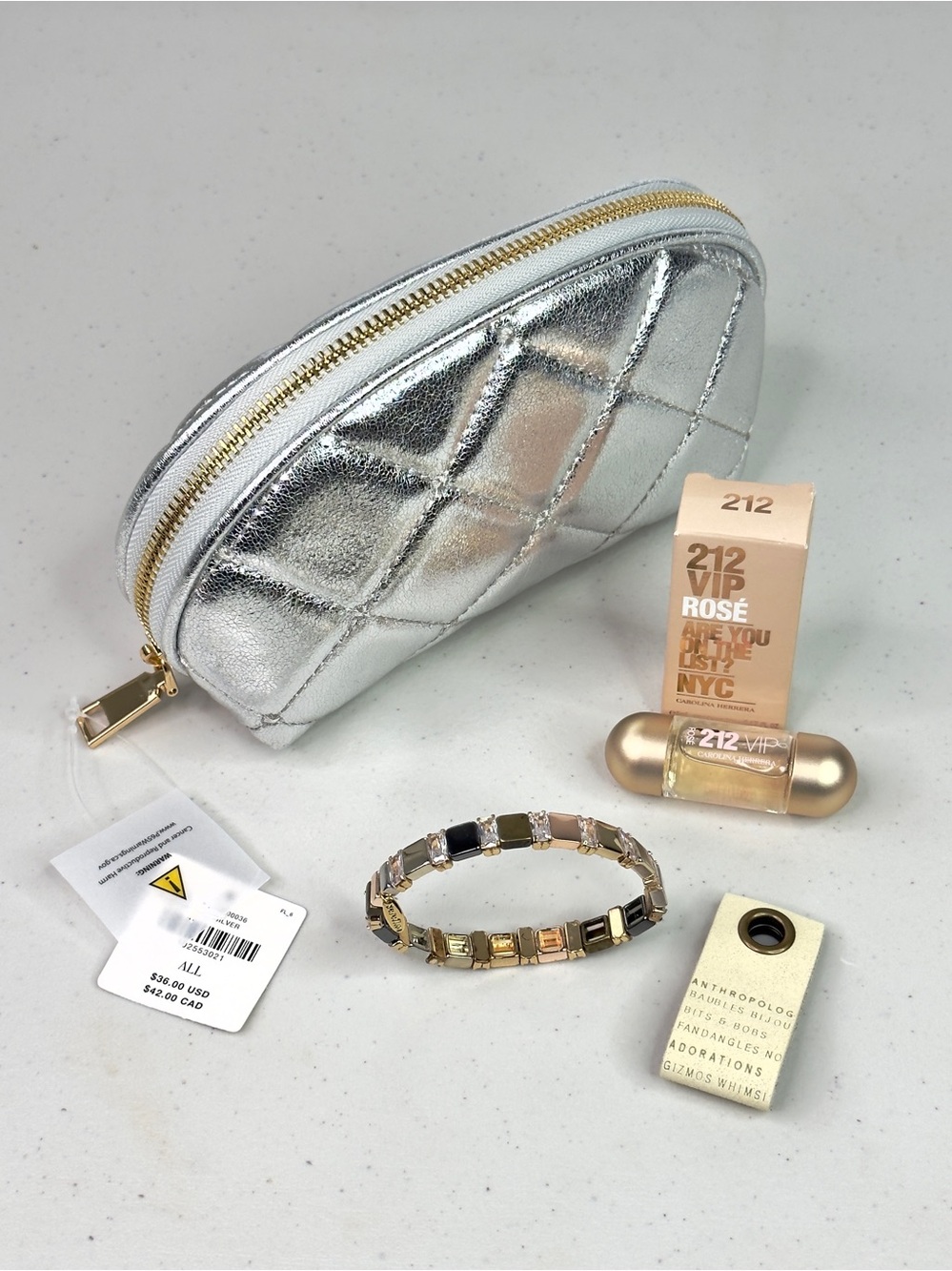 Anthropologie Bag + Anthropologie Bracelet + Carolina Herrera 212 VIP Rosé